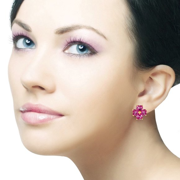 14K. GOLD FRENCH CLIPS EARRING WITH AMETHYSTS - Picture 2 of 6